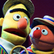 Bert and Ernie singing a song together.